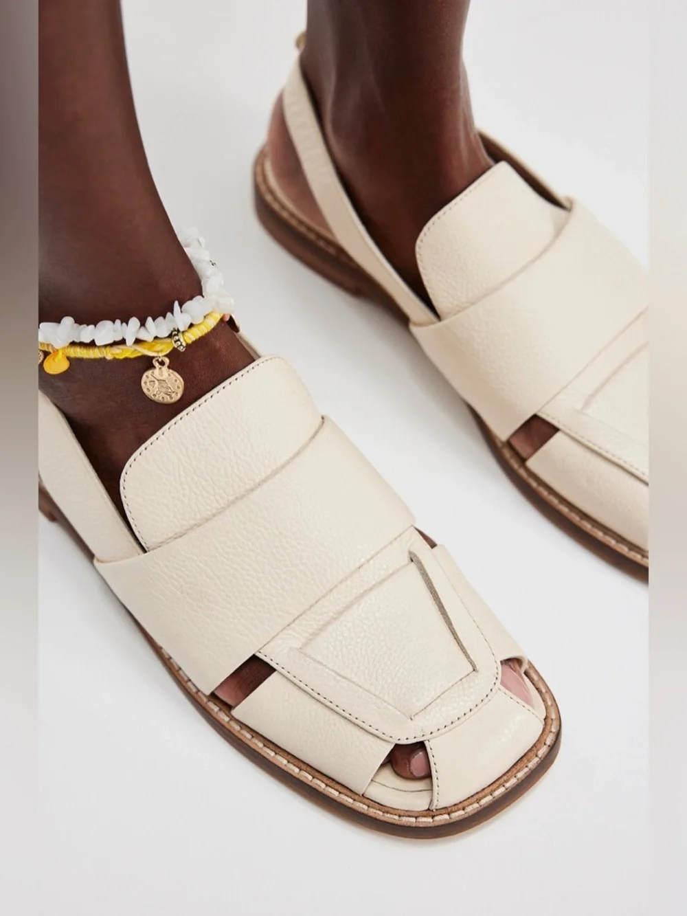 NEW Free People Libby Fisher Flats in Chalk boho summer vacation